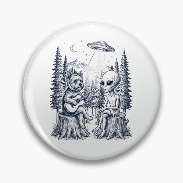Item preview, Vintage Yorkshire Terrier Playing Guitar With Alien And UFO Dog Lover designed and sold by DoodleTortle.