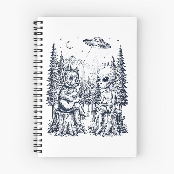 Item preview, Vintage Yorkshire Terrier Playing Guitar With Alien And UFO Dog Lover designed and sold by DoodleTortle.