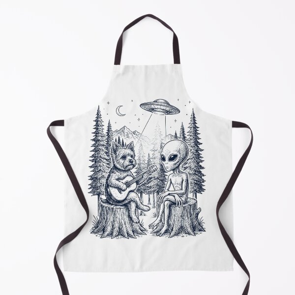 Item preview, Vintage Yorkshire Terrier Playing Guitar With Alien And UFO Dog Lover designed and sold by DoodleTortle.