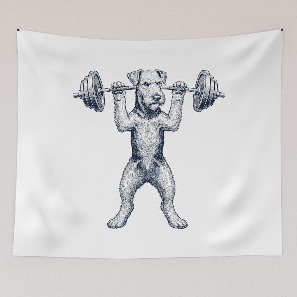 Item preview, Vintage Airedale Terrier Weightlifting Deadlift Gym Dog Lover designed and sold by DoodleTortle.