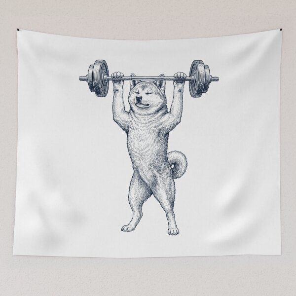 Item preview, Vintage Akita Weightlifting Deadlift Gym Dog Lover designed and sold by DoodleTortle.