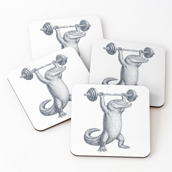Aperçu de l'œuvre Alligator vintage, haltérophilie, soulevé de terre, salle de sport, amoureux des animaux créée et vendue par DoodleTortle.