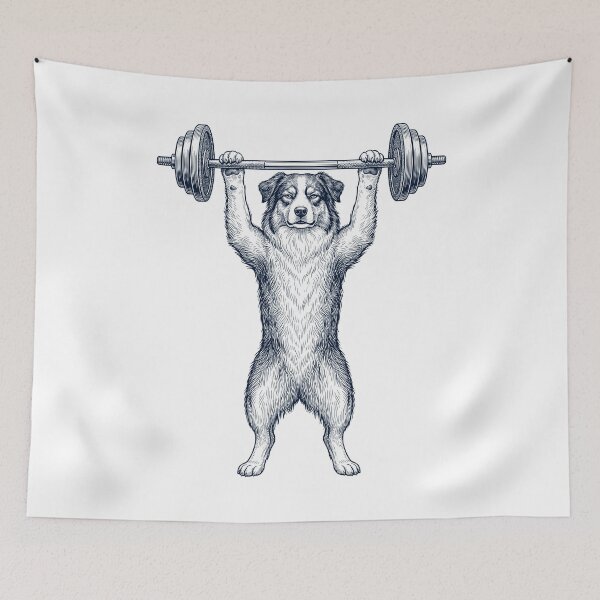 Artikelvorschau, Vintage Australian Shepherd Gewichtheben Kreuzheben Fitnessstudio Hundeliebhaber entworfen und verkauft von DoodleTortle.