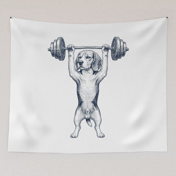 Item preview, Vintage Beagle Weightlifting Deadlift Gym Dog Lover designed and sold by DoodleTortle.
