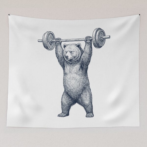 Item preview, Vintage Bear Weightlifting Deadlift Gym Animal Lover designed and sold by DoodleTortle.