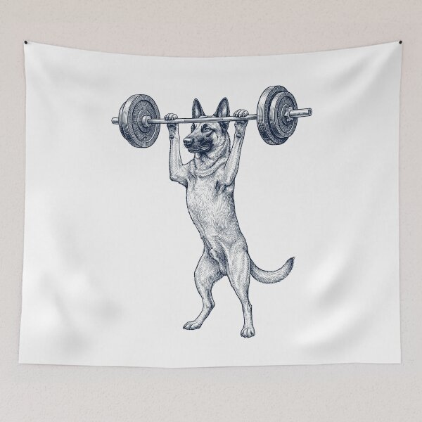 Item preview, Vintage Belgian Malinois Weightlifting Deadlift Gym Dog Lover designed and sold by DoodleTortle.