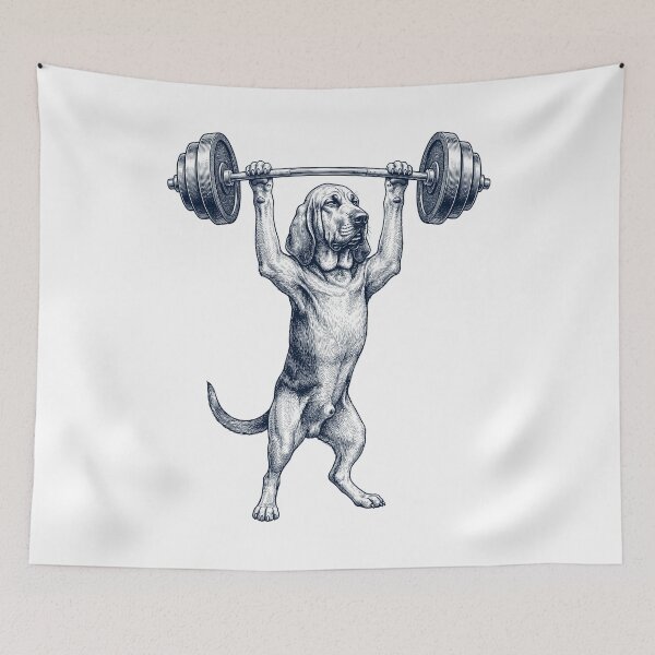 Item preview, Vintage Bloodhound Weightlifting Deadlift Gym Dog Lover designed and sold by DoodleTortle.