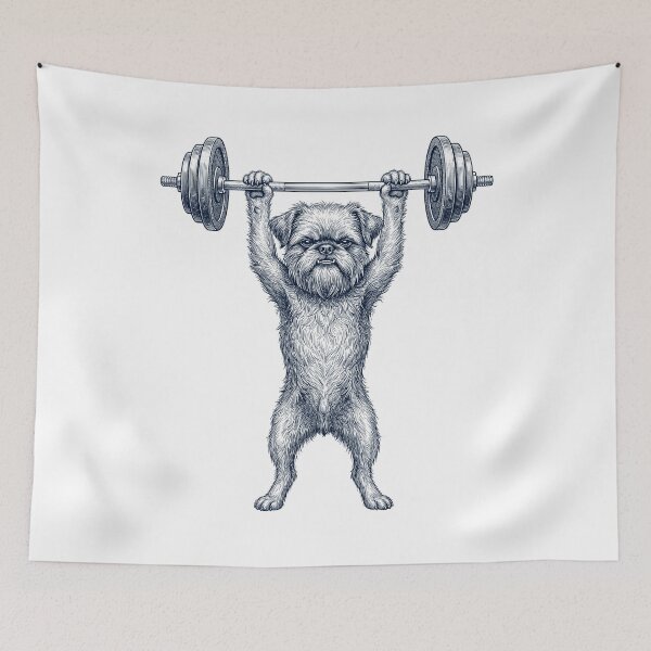 Artikelvorschau, Vintage Brüsseler Griffon Gewichtheben Kreuzheben Fitnessstudio Hundeliebhaber entworfen und verkauft von DoodleTortle.