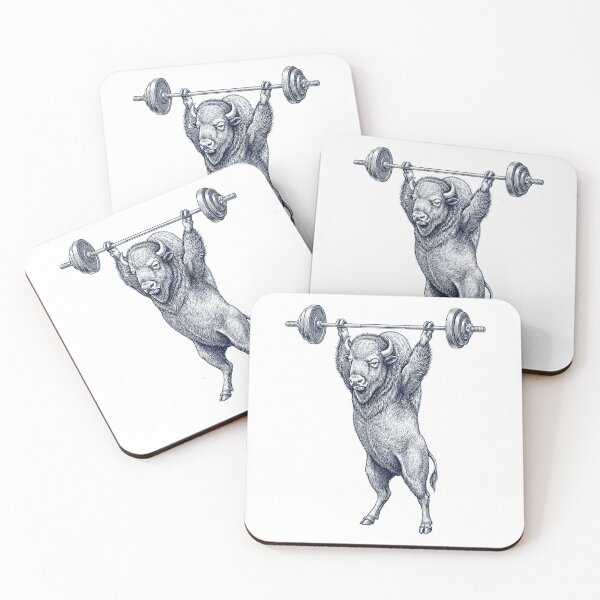 Item preview, Vintage Buffalo Weightlifting Deadlift Gym Animal Lover designed and sold by DoodleTortle.