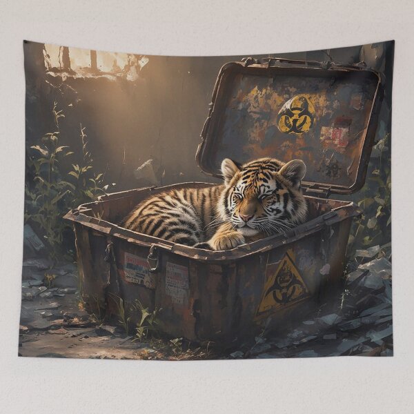 Item preview, Tiger Cub Sleeping Inside a Hazard Storage Box designed and sold by nikkolaus.