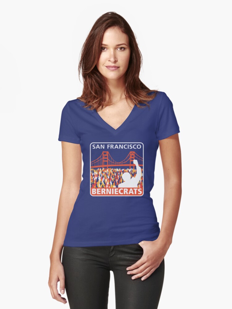 Thumbnail 1 of 3, Fitted V-Neck T-Shirt, SF Berniecrats designed and sold by techmaz.