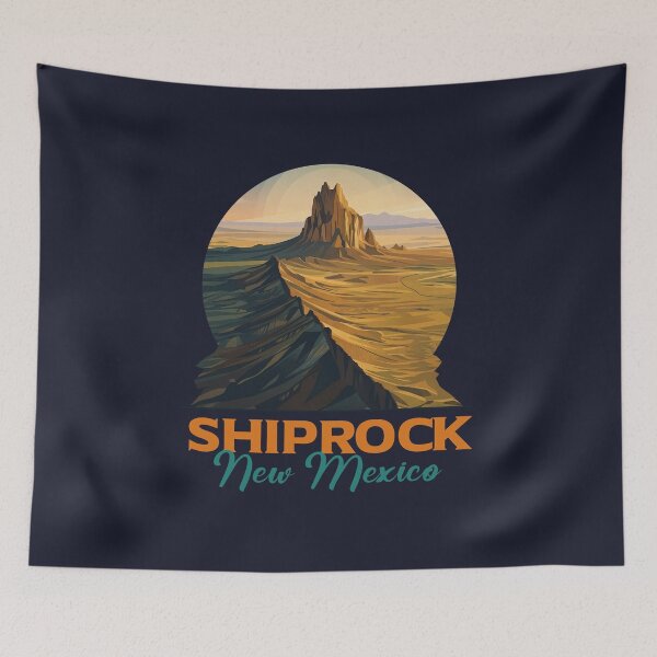 Item preview, Shiprock New Mexico Monument Retro Desert Badge Art designed and sold by LinaValearte.