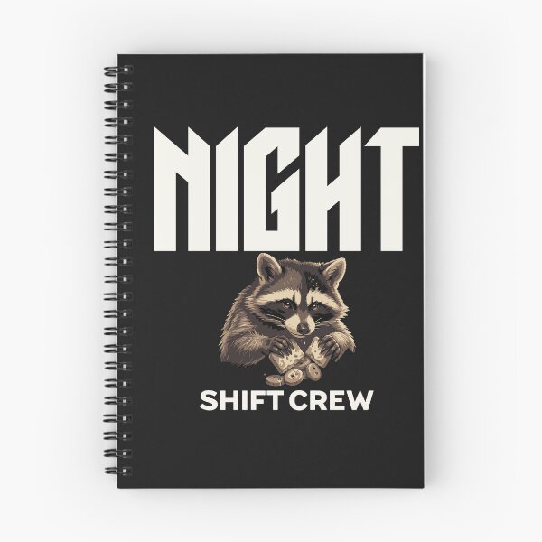 Item preview, Night Shift Crew Raccoon Eating Snacks designed and sold by Tsugraf Designs.
