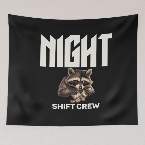 Item preview, Night Shift Crew Raccoon Eating Snacks designed and sold by Tsugraf Designs.