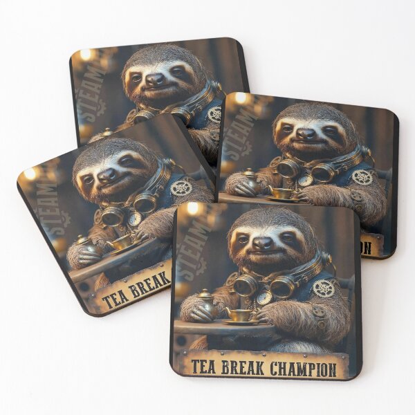 Item preview, Steampunk Sloth Tea Break Champion - Goggles & Gears designed and sold by SteampunkJim.