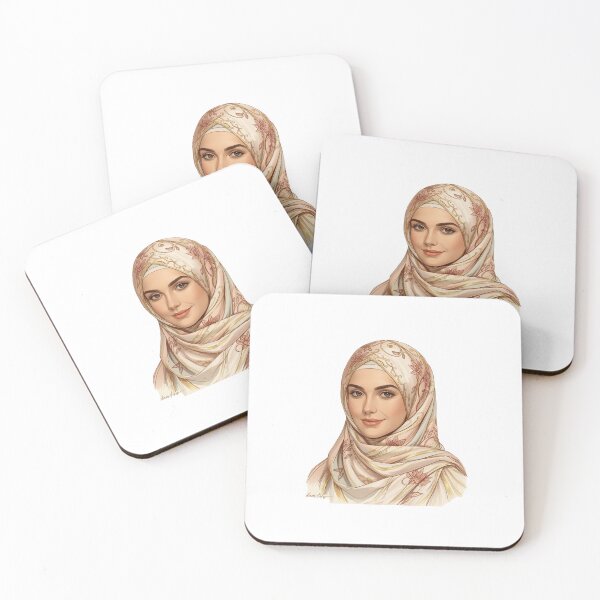 Item preview, Elegant Hijab Woman Portrait – Floral Modest Fashion Illustration designed and sold by EchoPrints7.