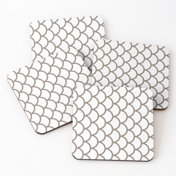 Item preview, White And Taupe Fish Scales Pattern designed and sold by pattern-archive.
