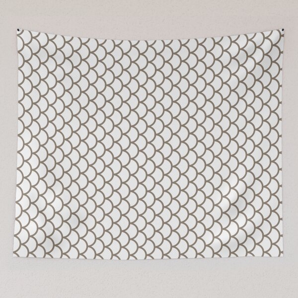 Item preview, White And Taupe Fish Scales Pattern designed and sold by pattern-archive.