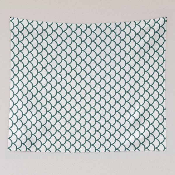 Item preview, White And Teal Fish Scales Pattern designed and sold by pattern-archive.