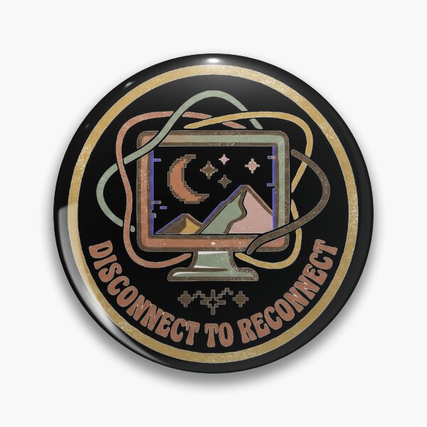 Item preview, Disconnect to Reconnect - Neo-Vintage Pixel Travel Badge designed and sold by MiaStyleStudio.