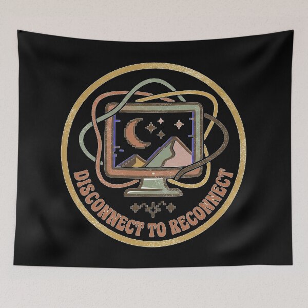 Item preview, Disconnect to Reconnect - Neo-Vintage Pixel Travel Badge designed and sold by MiaStyleStudio.