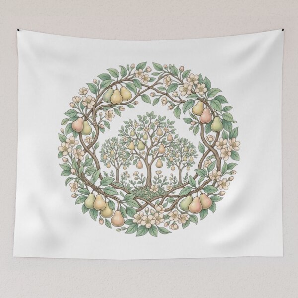 Item preview, Vintage Pear Orchard Valley Illustration designed and sold by MoonSoul Studio.