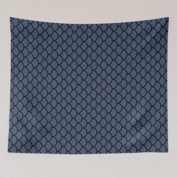 Item preview, Blue And Black Fish Scales Pattern designed and sold by pattern-archive.