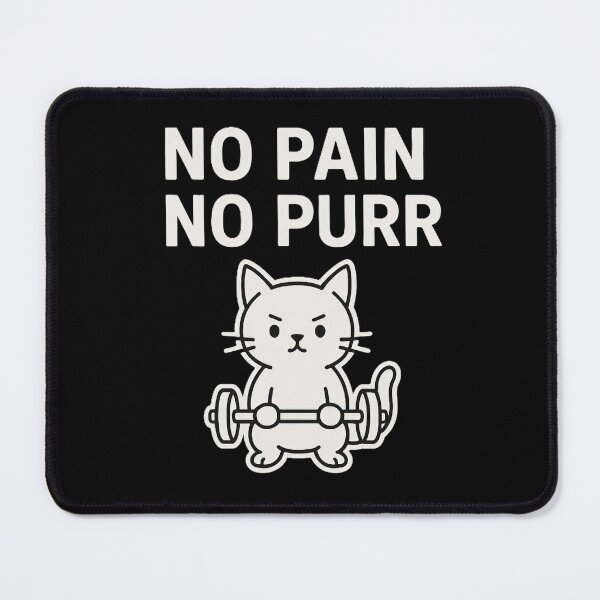 Item preview, No Pain No Purr Cat, Funny Minimal Gym Cat designed and sold by AYACHI90.