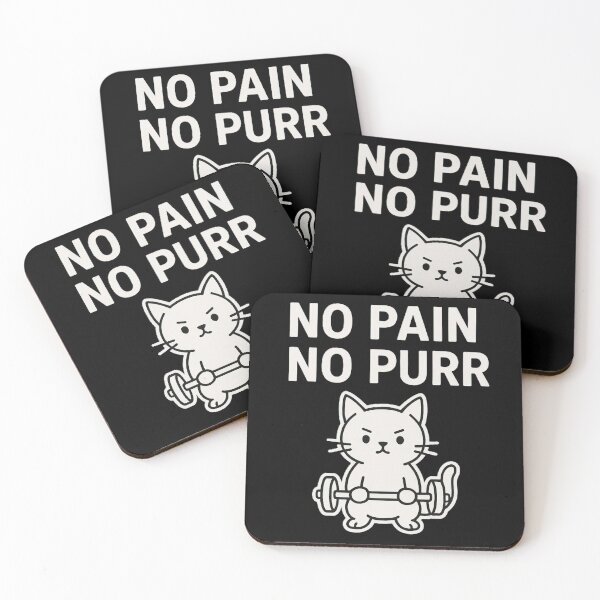 Item preview, No Pain No Purr Cat, Funny Minimal Gym Cat  designed and sold by AYACHI90.