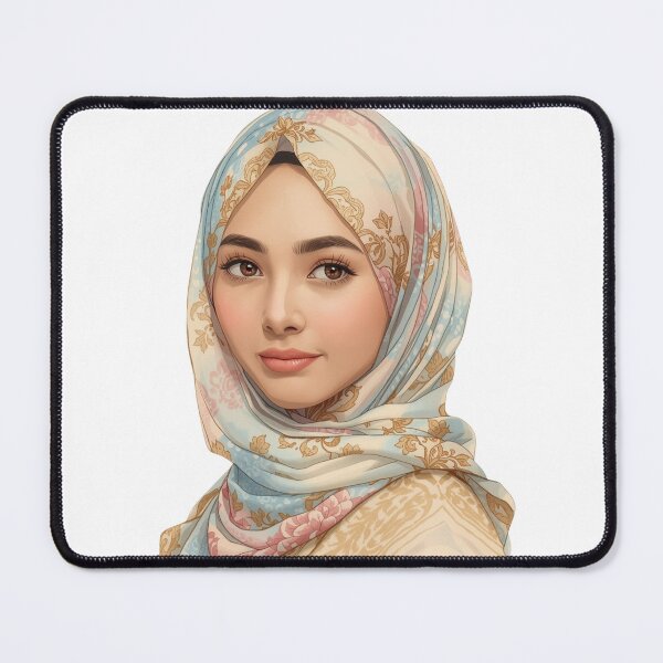 Item preview, Graceful Hijab Portrait – Soft Floral Muslim Woman Illustration designed and sold by EchoPrints7.
