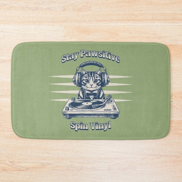 Item preview, Stay Pawsitive Spin Vinyl – Cute DJ Cat Music Lover Design designed and sold by Sachie's Studio.