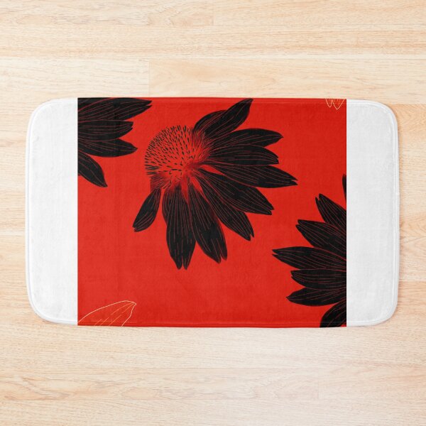 Item preview, Black flowers on red background  designed and sold by MirelaBadea.