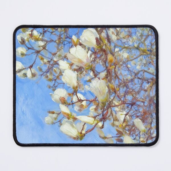 Item preview, Magnolia Sky: White Blossoms in Impasto Oil designed and sold by MagicMood Creations.