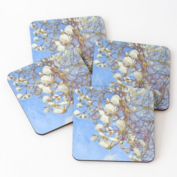 Item preview, Magnolia Sky: White Blossoms in Impasto Oil designed and sold by MagicMood Creations.