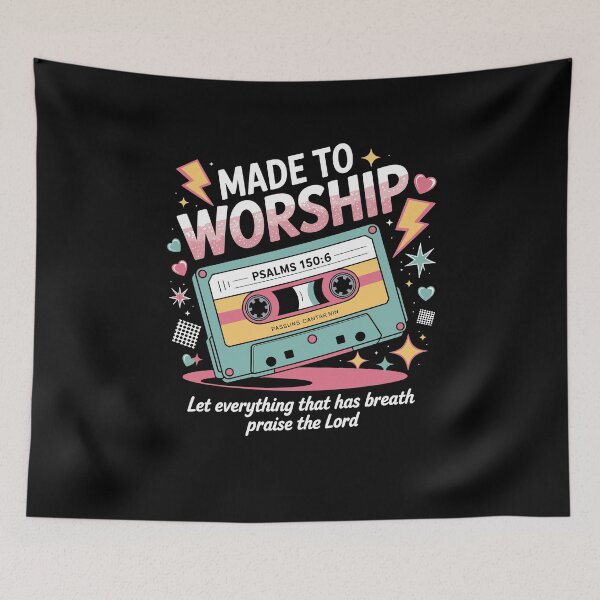 Item preview, Retro Cassette Made to Worship Psalms 150:6 Christian Music designed and sold by Dressed For  Duty.