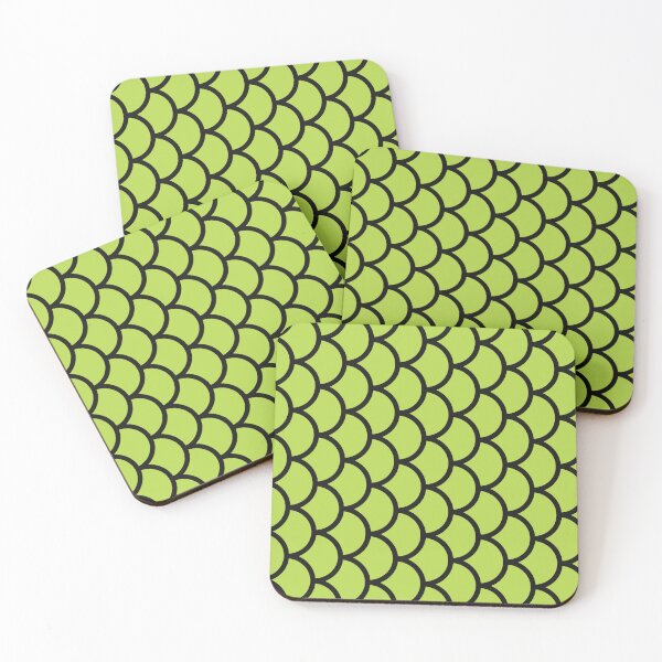 Item preview, Lime And Black Fish Scales Pattern designed and sold by pattern-archive.