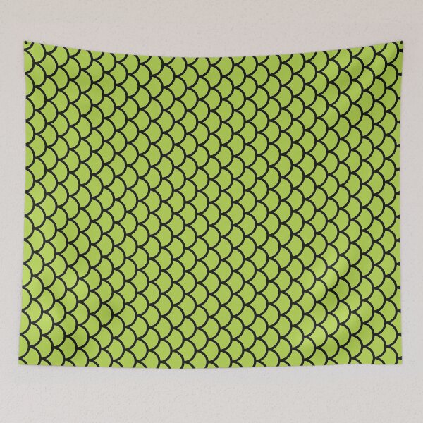 Item preview, Lime And Black Fish Scales Pattern designed and sold by pattern-archive.