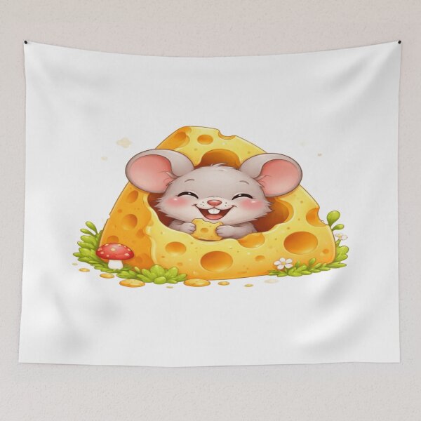 Item preview, Happy Little Mouse in Swiss Cheese designed and sold by ToonyTeez.