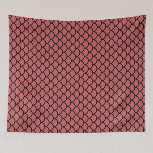 Item preview, Pastel Red And Black Fish Scales Pattern designed and sold by pattern-archive.