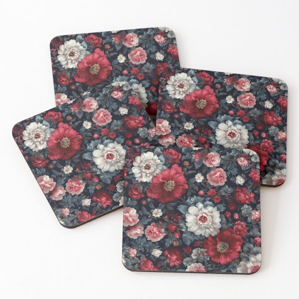 Item preview, Vintage Midnight Botanical: Deep Red & Cream Peonies designed and sold by Nyx Creates.