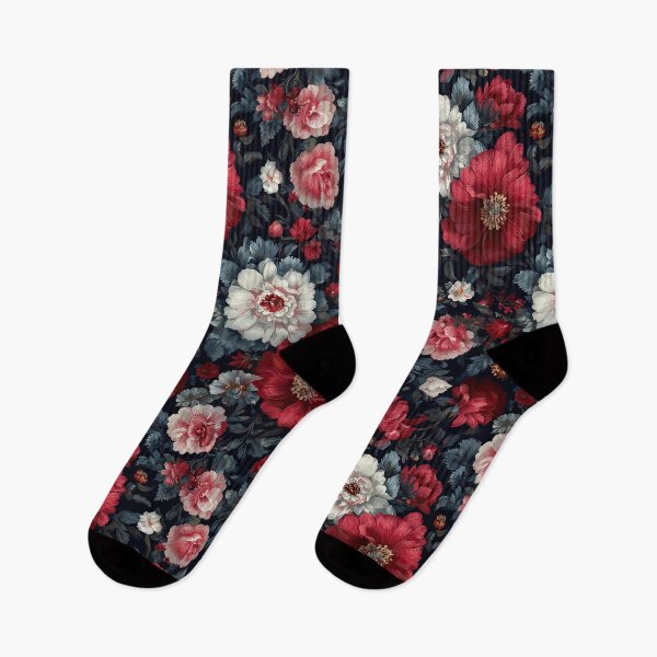 Item preview, Vintage Midnight Botanical: Deep Red & Cream Peonies designed and sold by Nyx Creates.