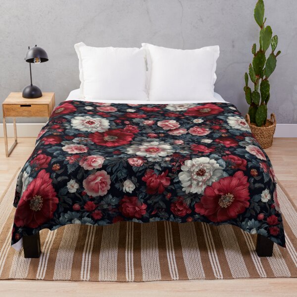 Item preview, Vintage Midnight Botanical: Deep Red & Cream Peonies designed and sold by Nyx Creates.