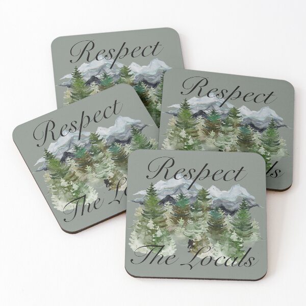 Item preview, Respect The Locals Bigfoot Mountain Forest Watercolor Design designed and sold by Vileprint.
