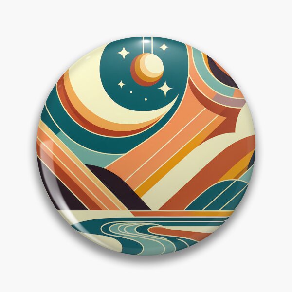 Item preview, Retro Moon and Sun Abstract Landscape designed and sold by InkSmithery.