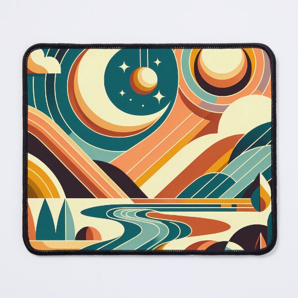 Item preview, Retro Moon and Sun Abstract Landscape designed and sold by InkSmithery.
