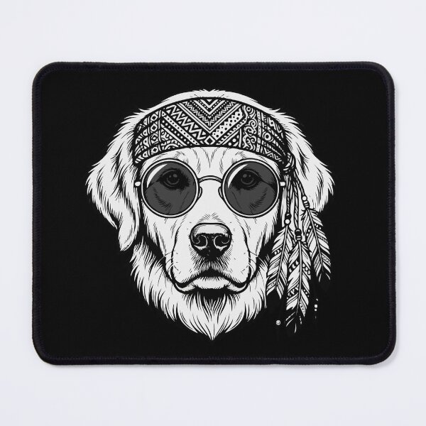 Item preview, Golden Retriever Boho Chic Dog - Cool Sunglasses and Bandana Vector designed and sold by The Real Life Symphony.