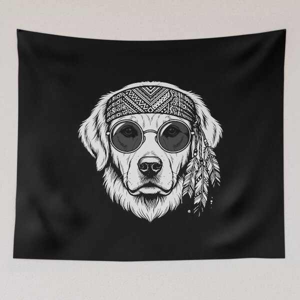 Item preview, Golden Retriever Boho Chic Dog - Cool Sunglasses and Bandana Vector designed and sold by The Real Life Symphony.