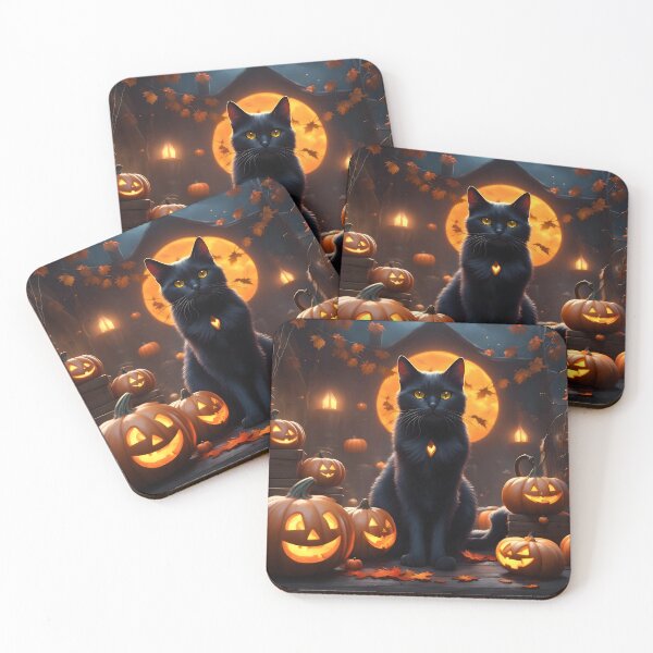 Item preview, Magical Black Cat with Jack-o'-lanterns designed and sold by Shelley Loewnau-Jones Studio.