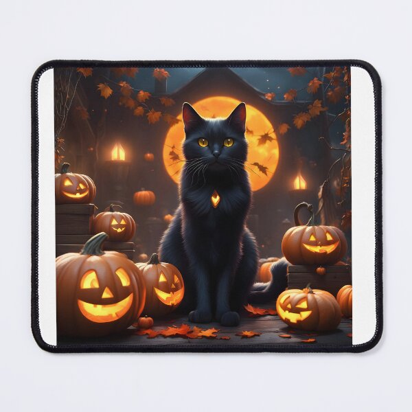 Item preview, Magical Black Cat with Jack-o'-lanterns designed and sold by Shelley Loewnau-Jones Studio.