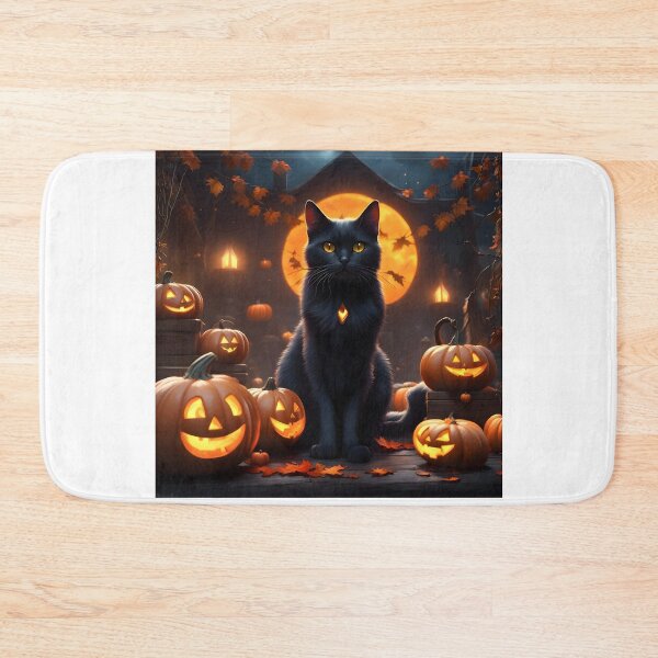 Item preview, Magical Black Cat with Jack-o'-lanterns designed and sold by Shelley Loewnau-Jones Studio.